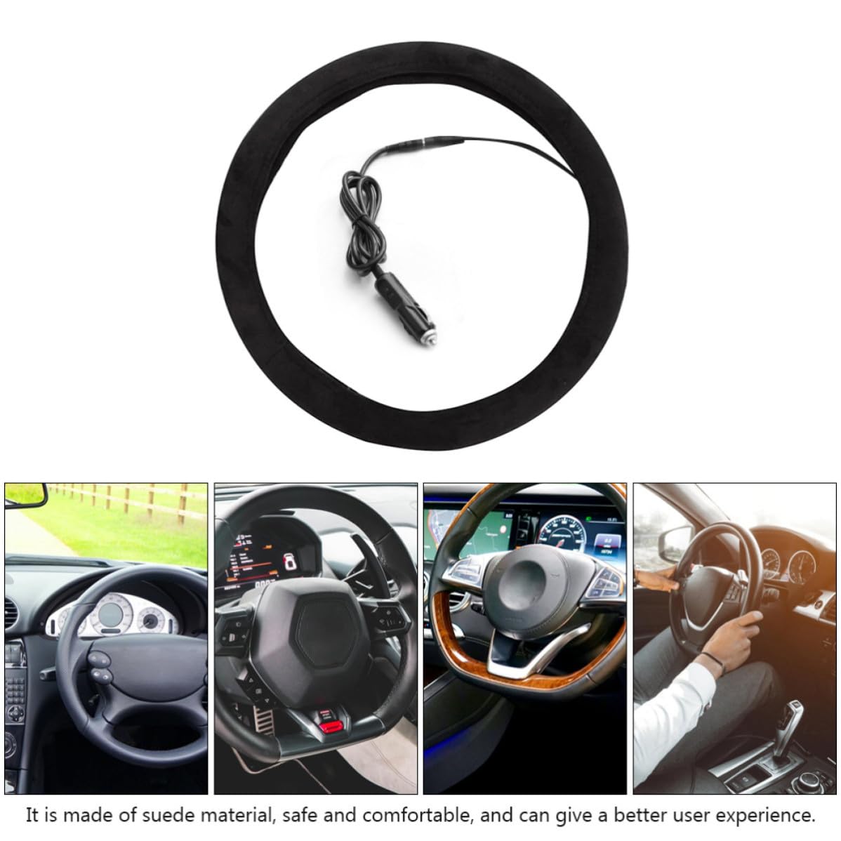 Funda Calefactable para Volante de Coche de Gamuza Dc12v 40w
