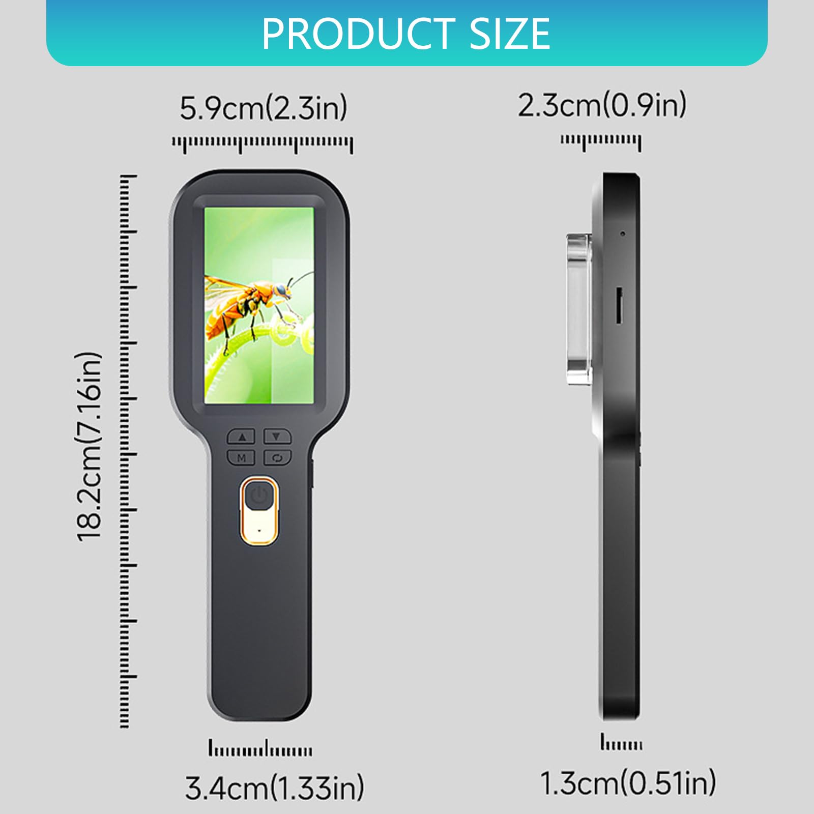 Microscopio digital con pantalla a color de 7.6 cm, lupa de mano con luz LED para observación, aprendizaje, lupa digital de mano