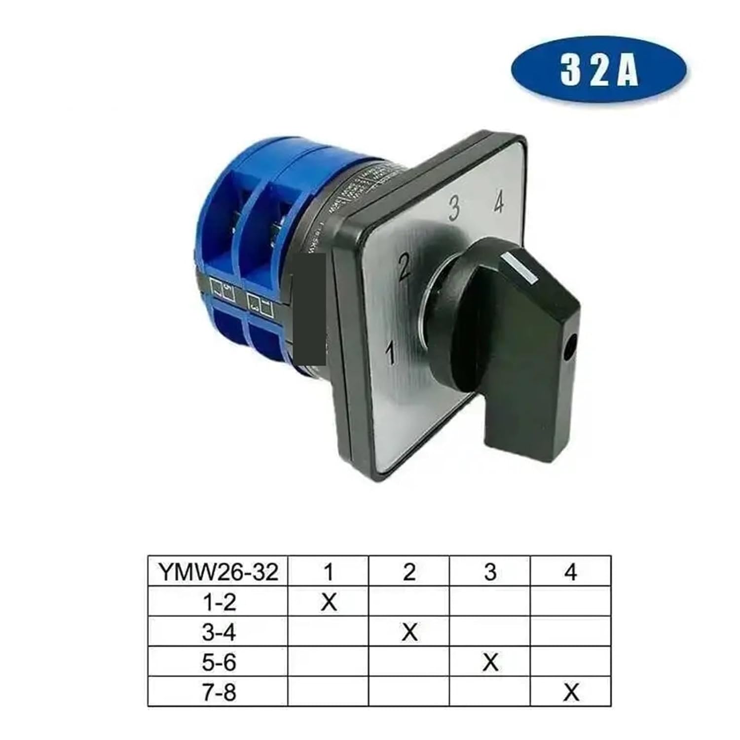 LW26-32/2 YMW26 Electric 4 Positions 8 Terminals 2 Levels Rotary Cam Changeover Switch with Screws 690V 32A Silver Contact LW28 1Pcs