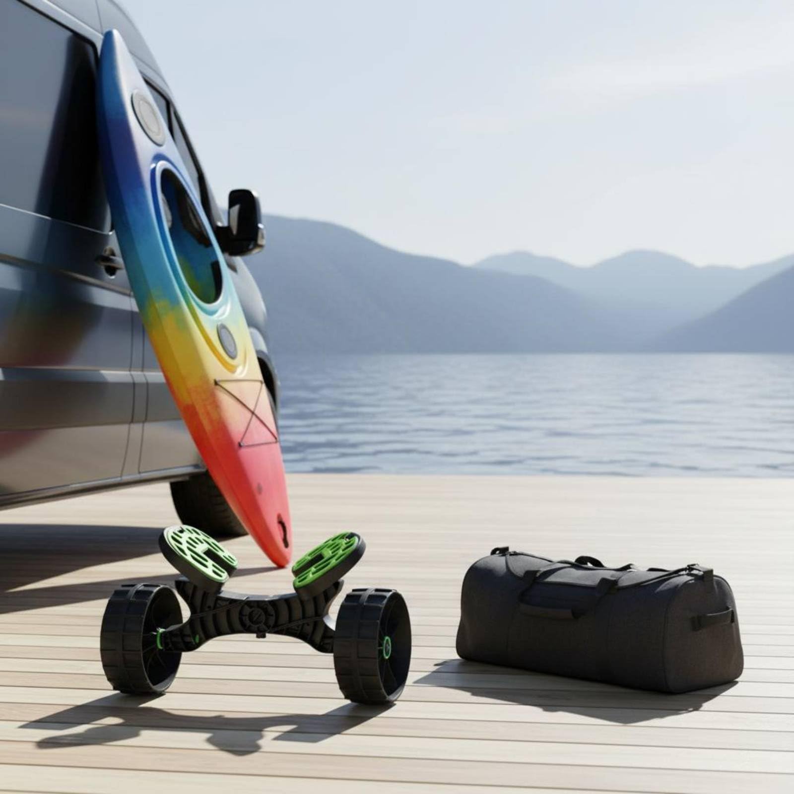 Carrello Kayak Smontabile Carrello Canoa Portatile Attrezzatura Outdoor per Kayaker, Canoisti, Mare