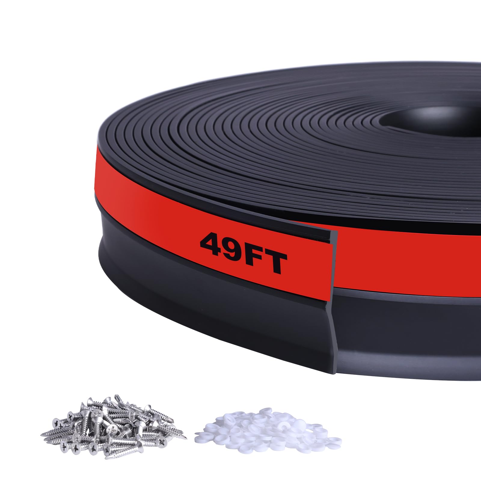 DGSL Garage Door Seal Top and Sides Seal Strip,49Ft Weather Stripping Garage Door Trim Seal Weatherproofing Garage Door Seals with Nails（Black）