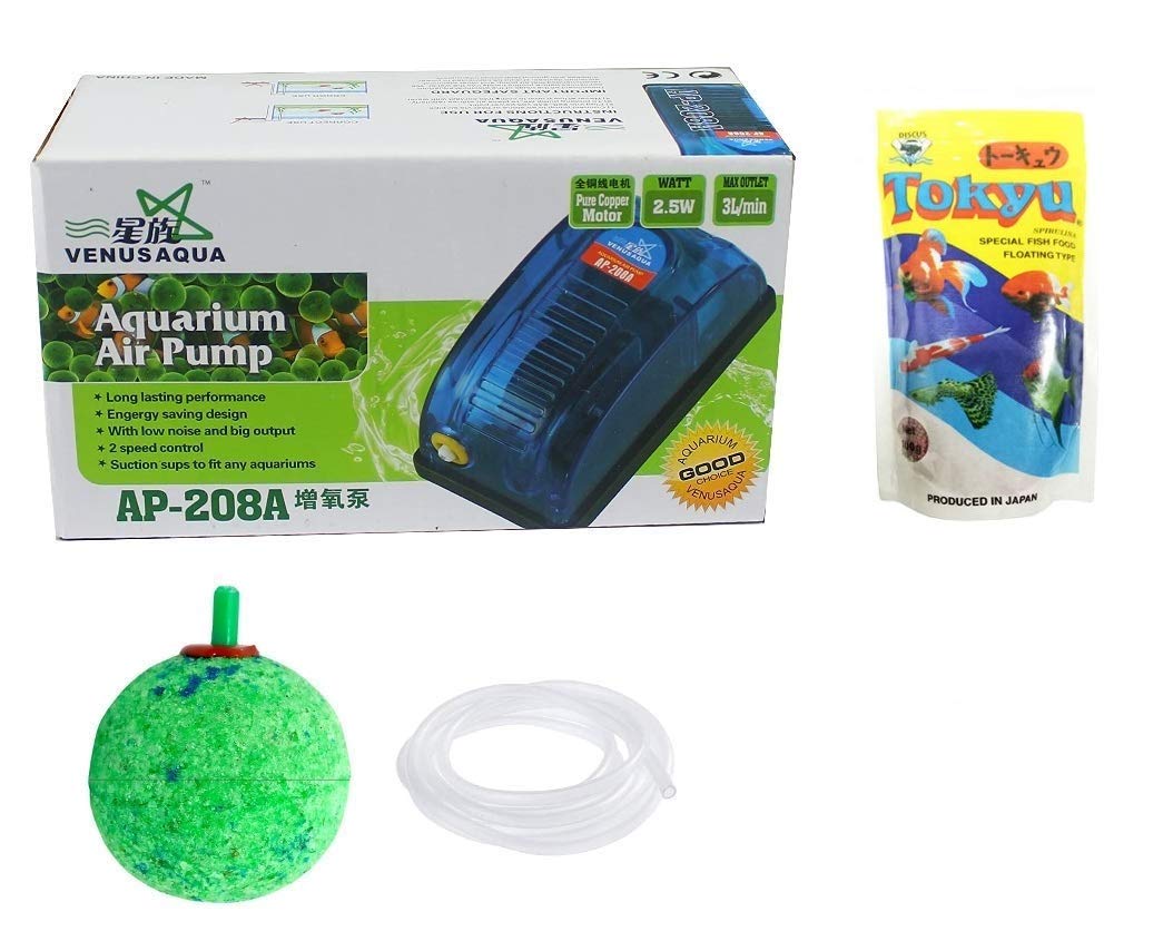 SHREEJBL Venus Aqua Aquarium Ap-208A Air Pump + 1 Mtr Air Tube + 1 Air Stone (Free!!! Tokyo Fish Food 100 Gram) (B08T1F4J15) Amazon Price History, Amazon Price Tracker