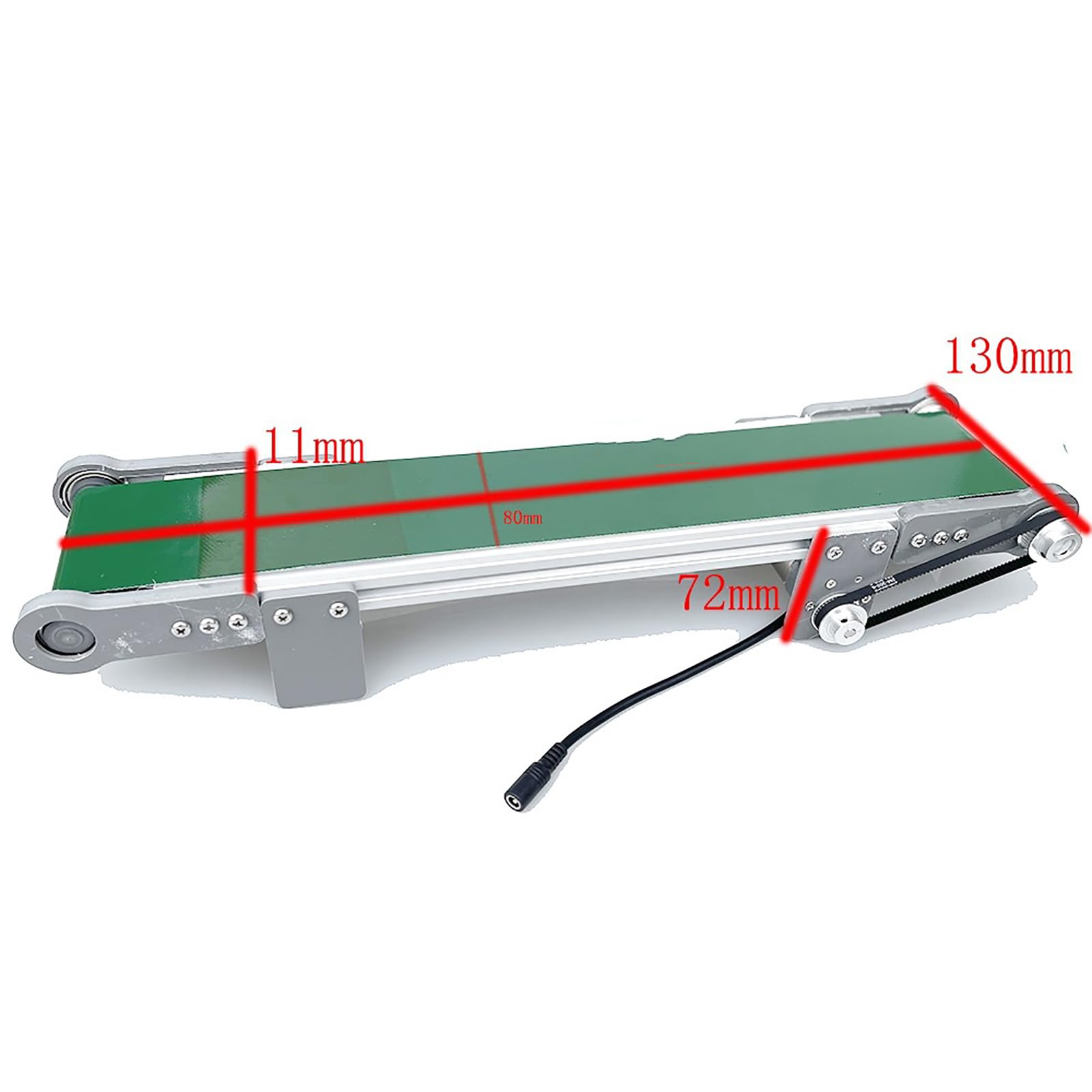 Cinta transportadora mini línea de producción de acero inoxidable de 10 x 100 cm, pista de escritorio con funciones de avance, marcha atrás, pausa y velocidad de rotación ajustable