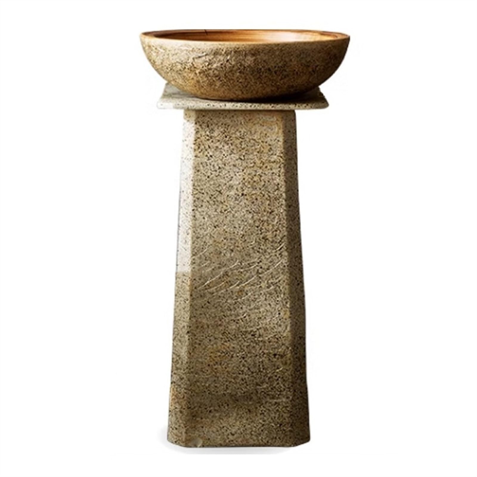 WDSOPK Three Pieces Retro Column Basin, Outdoor Garden Courtyard Sink, Floor Standing Ceramic Vessel Sink Handcarved Wash Basin