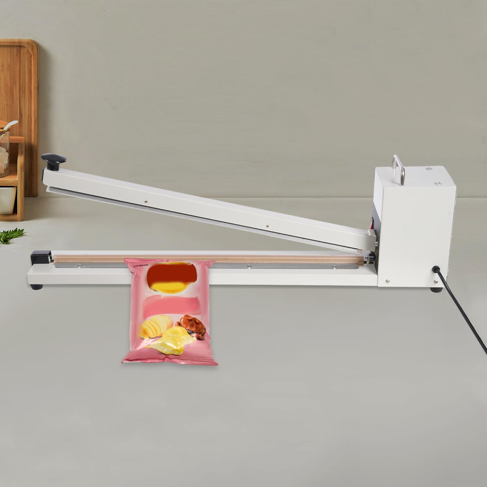 Hand Impuls Sealer Machine à sceller à chaud pour sceller les aliments Scelleuse de table avec 800 W de puissance 600 mm Longueur du joint 3 mm de largeur Idéal pour les sacs en plastique aluminium et