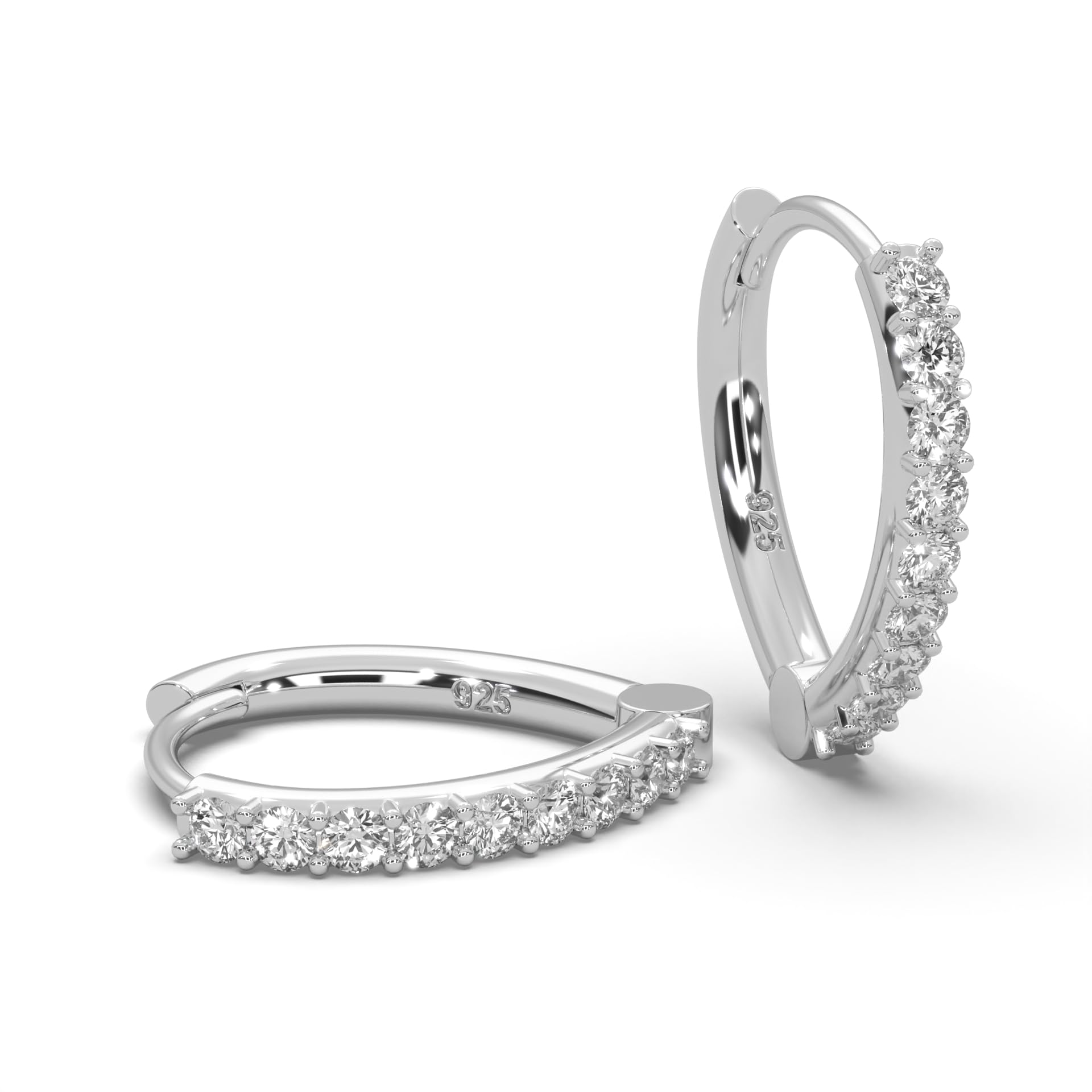 Creolen Silber 925 und Gold/Rosegold vergoldet Damen Ohrringe von AMOONIC | Kreolen klein in Tropfenform mit Zirkonia-Steinen, Schmuck Geschenk für Frauen Freundin Jahrestag Hochzeitstag Geburtstag