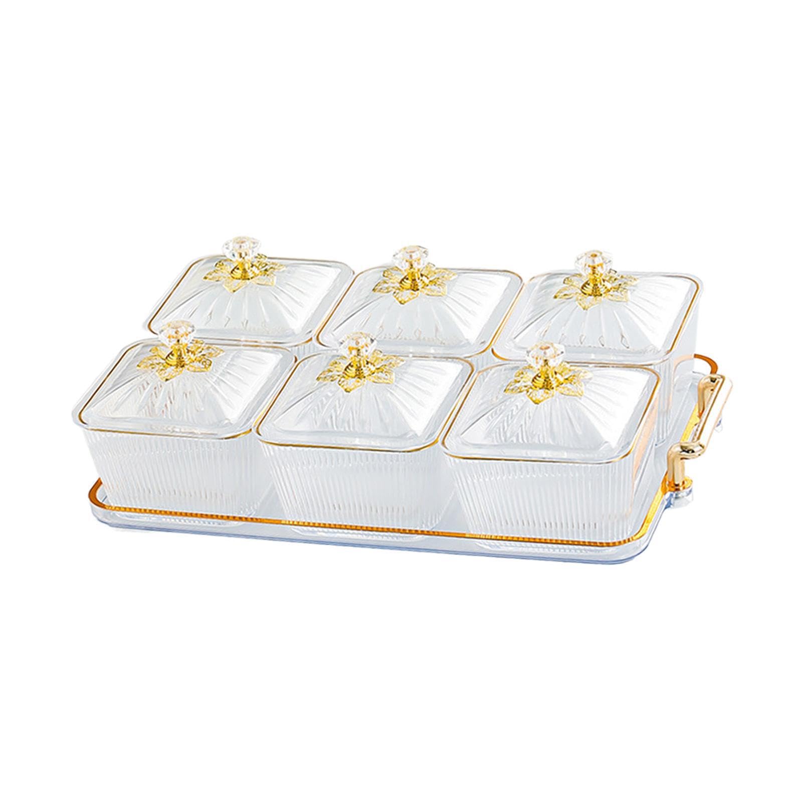 TWISAXC Multifunction Snack Serving Tray Organizer Storage Container Home Dried Fruits Fruit Container With Lid Tray Multi Compartments Etc. Divided Serving