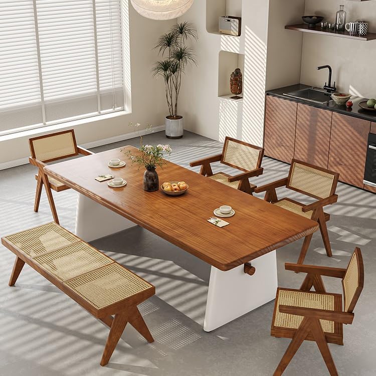 ENGENDER Mesas De Cocina Mesa de Comedor de Madera Maciza for Uso doméstico pequeño, Estilo WABI-sabi, Rectangular, for casa de Familia. Comedor(120cm)