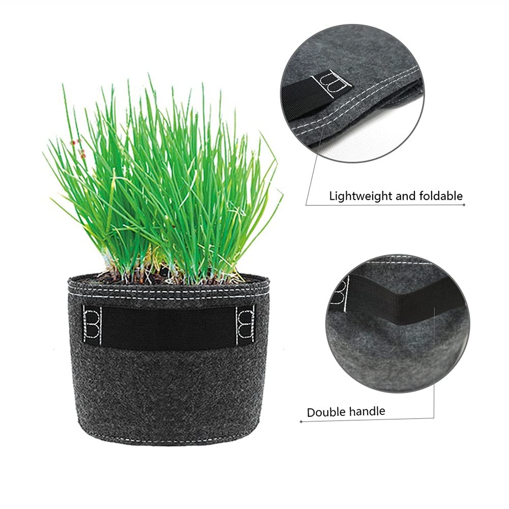 ROEOWENE 5PCS Sacchetti per Piante in Tessuto Non Tessuto 20L 5 Galloni Sacchetto per Piantine con Manici Grow Bags Vasi da Giardino per