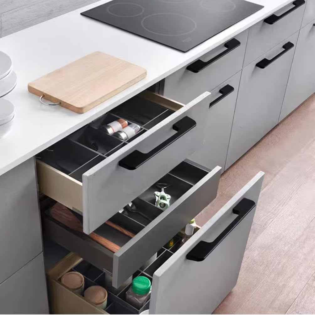 Tiradores de Muebles largo Negro,Manijas para Gabinete Modernos,Aluminio Sólido | Superficie Anodizada,Mango en Proa Tiradores de Puertas de Armario- 1152mm/45.4in