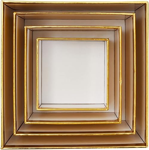 Miniatura 8 de Stockroom Plus Paquete de 4 cajas de regalo cuadradas doradas con tapas, 4 tamaños surtidos (6.25 x 6.25 x 4 pulgadas a 3.25 x 3.25 x 2 pulgadas),