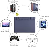 Vista 7 de IUZIT - Alfombrilla antiestática para construcción de PC, reparación de electrónica de computadora, resistente al calor, 932 F ESD, con cable