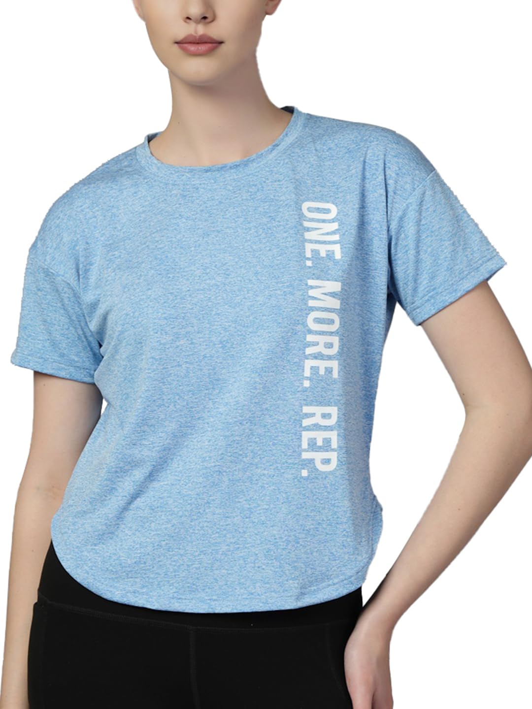 CHKOKKO Women Round Neck Dry Regular Fit Gym Sports Printed T-Shirt