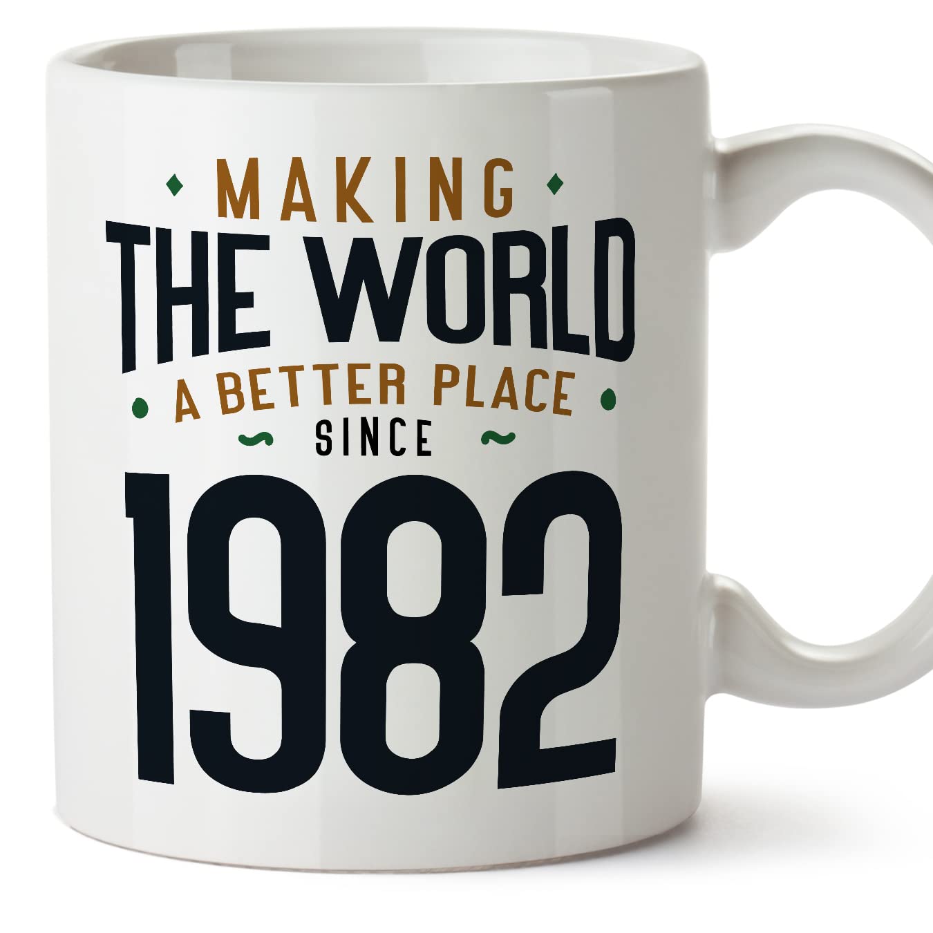 MUGFFINS 1982 Birthday Mug - in English - Making the World a Better Place - Funny Anniversary Present - 11 oz — image 1