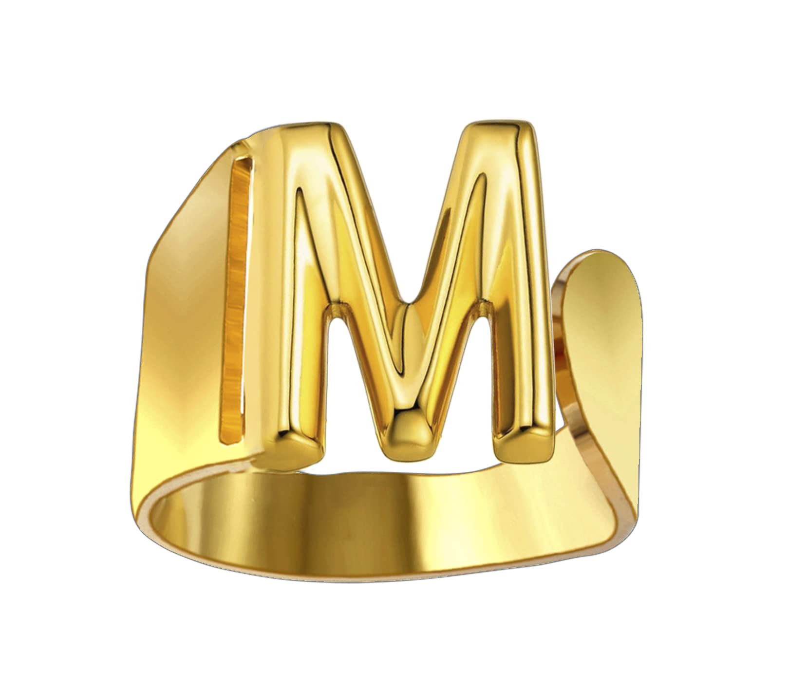 Only faithAnillos de letras iniciales acero inoxidable ajustable, Anillos abiertos de letras para mujer, joyería de moda