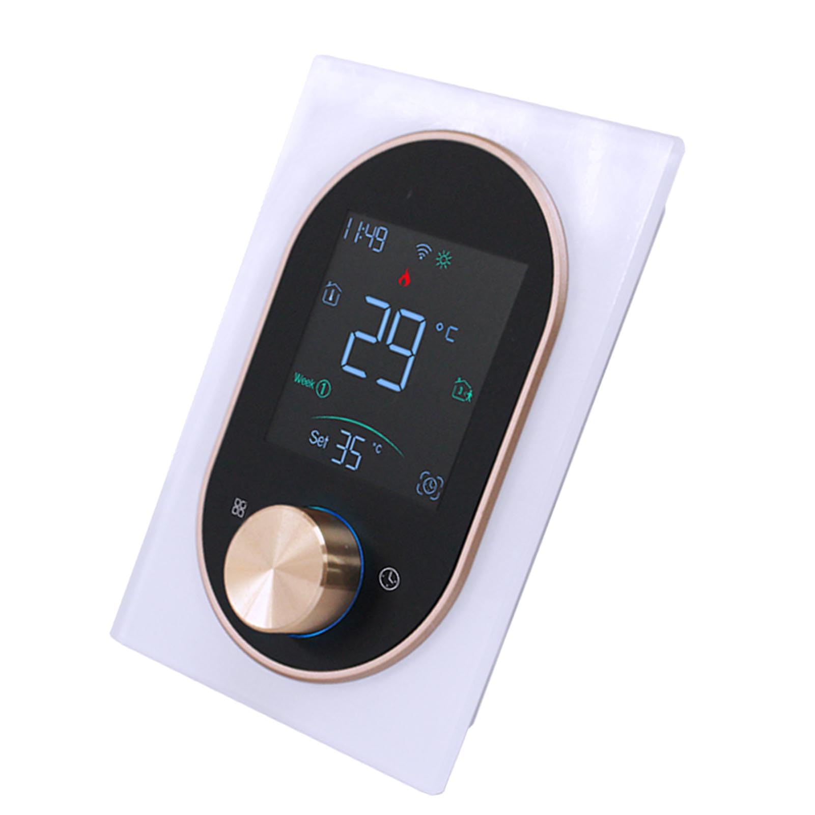 Inteligentny termostat pokojowy WiFi regulator temperatury do sterowania ogrzewaniem elektrycznym za pomocą pokrętła z ekranem dotykowym (Bianco)