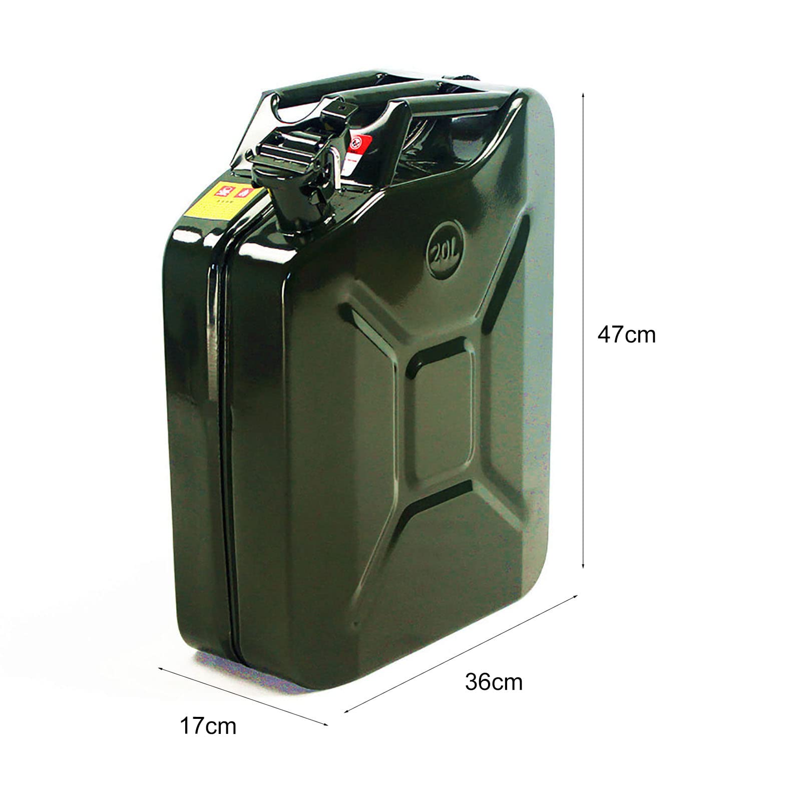 5,10,20,20 litres en Acier en Carbone/Entonnoir de Bec pour l'essence et l'huile Diesel () -Green