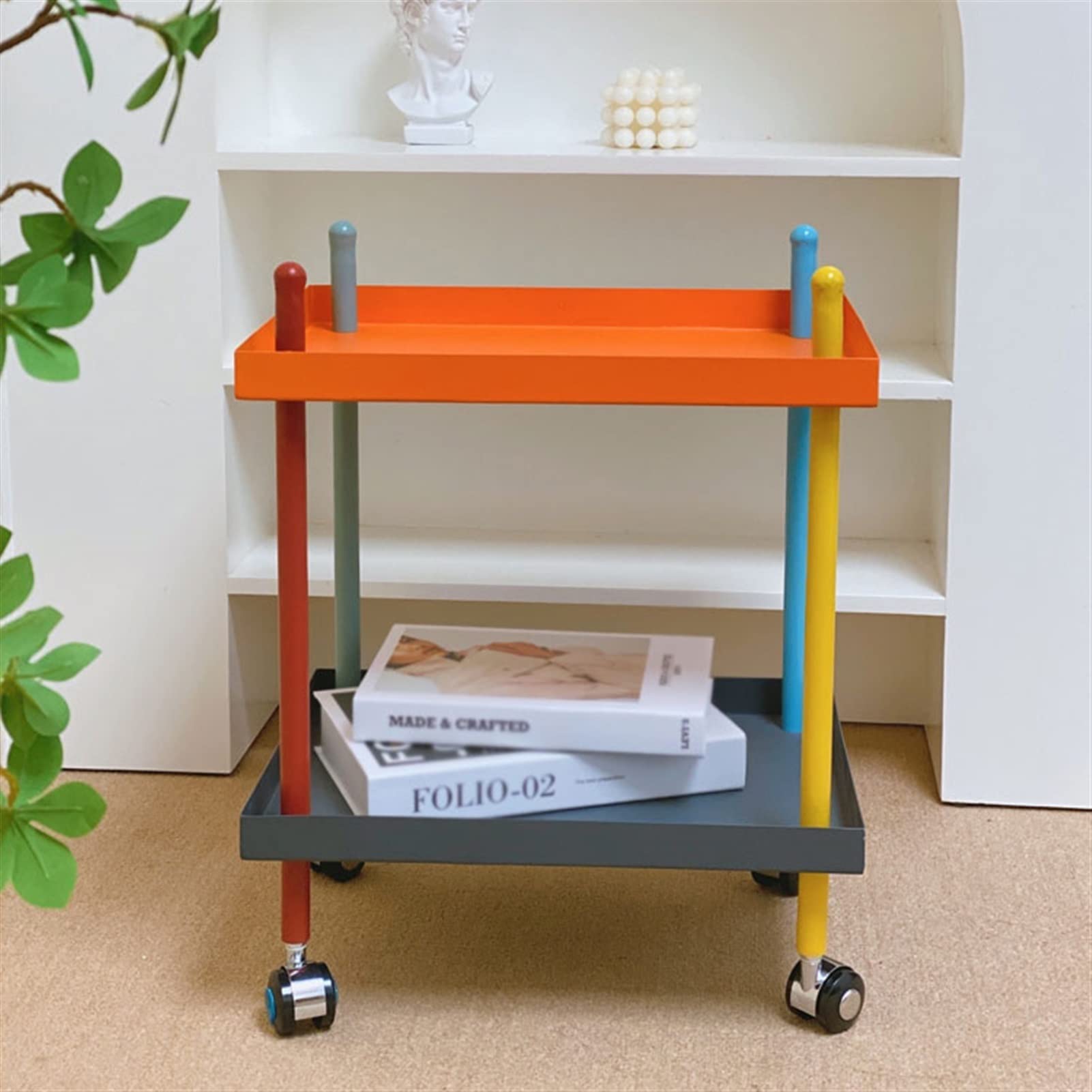 Side Table End Table Creative Side Table Iron Coffee Table 2-Layer Small Coffee Table Sofa Bedside Table Living Room Bedroom Locker Tea Table Coffee Table