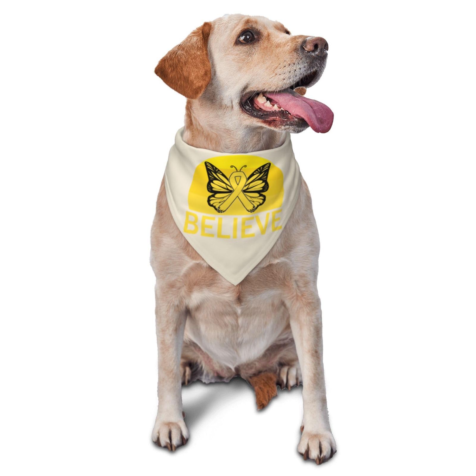 Believe Childhood Cancer Awareness Gold Ribbon Dog Scarf Pet Bandana Cat Pet Bibs