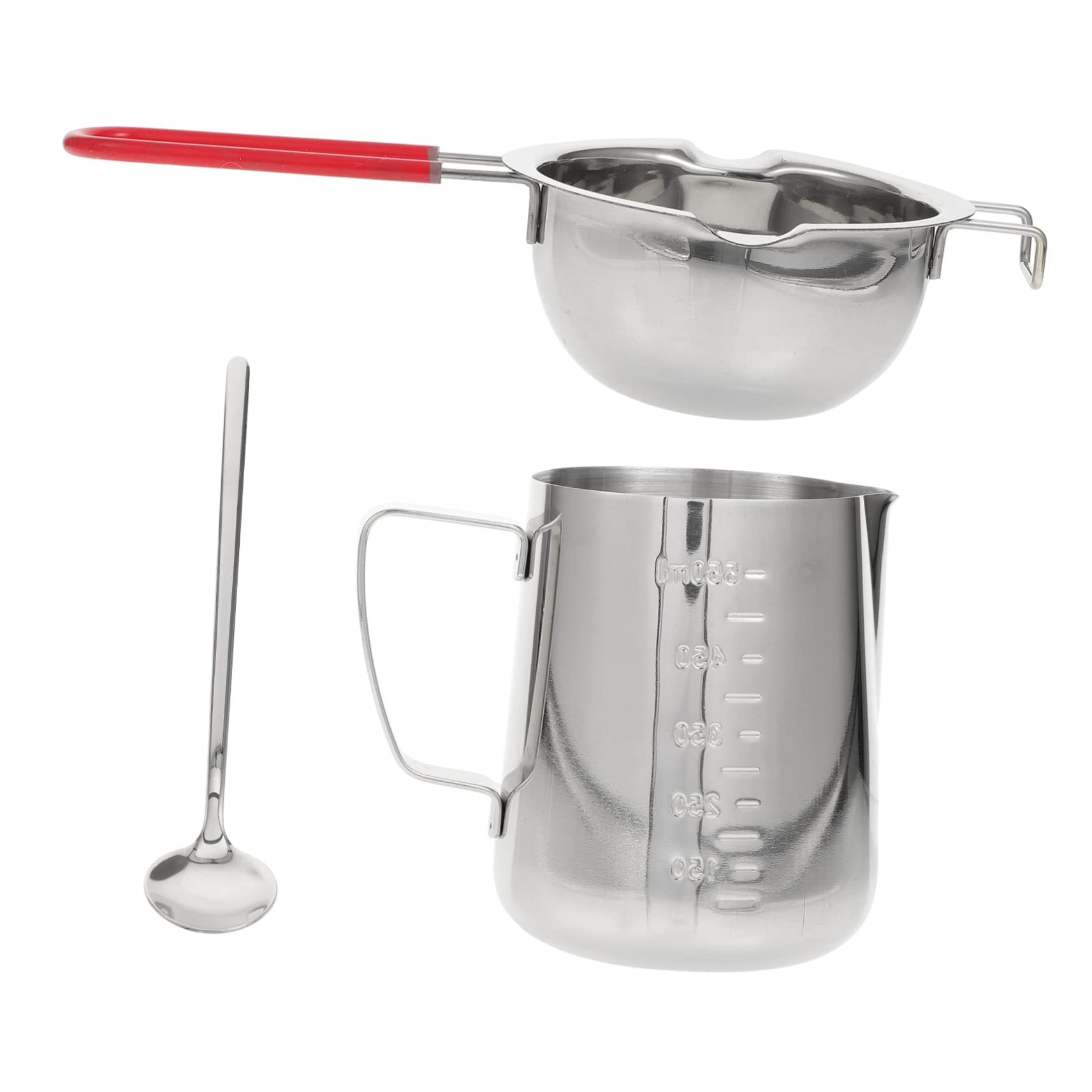 Cabilock 1set Stainless Steel and Cheese Melting Pot Handle Capacity Double Boiler for Butter and Candles Includes Mixing Spoon and Measuring Cup