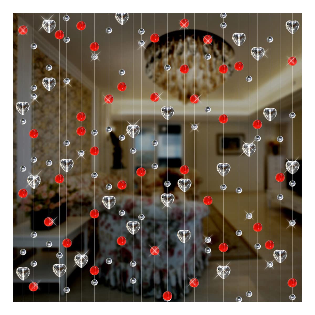 jweemax 1.5 Meter Long String Door Curtain, Doorway Bead String Curtain, Doorway Tassel Partition, Home Decoration, Red