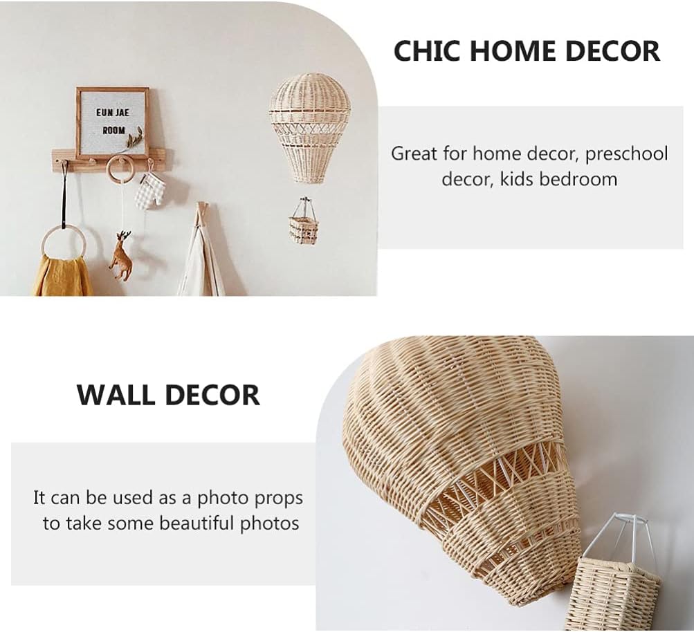 Hot Air Balloons Hanging Decor Handmade Weave Rattan Hot Air Balloons Ornament Nursery Party Supplies Decorations for Shower Room