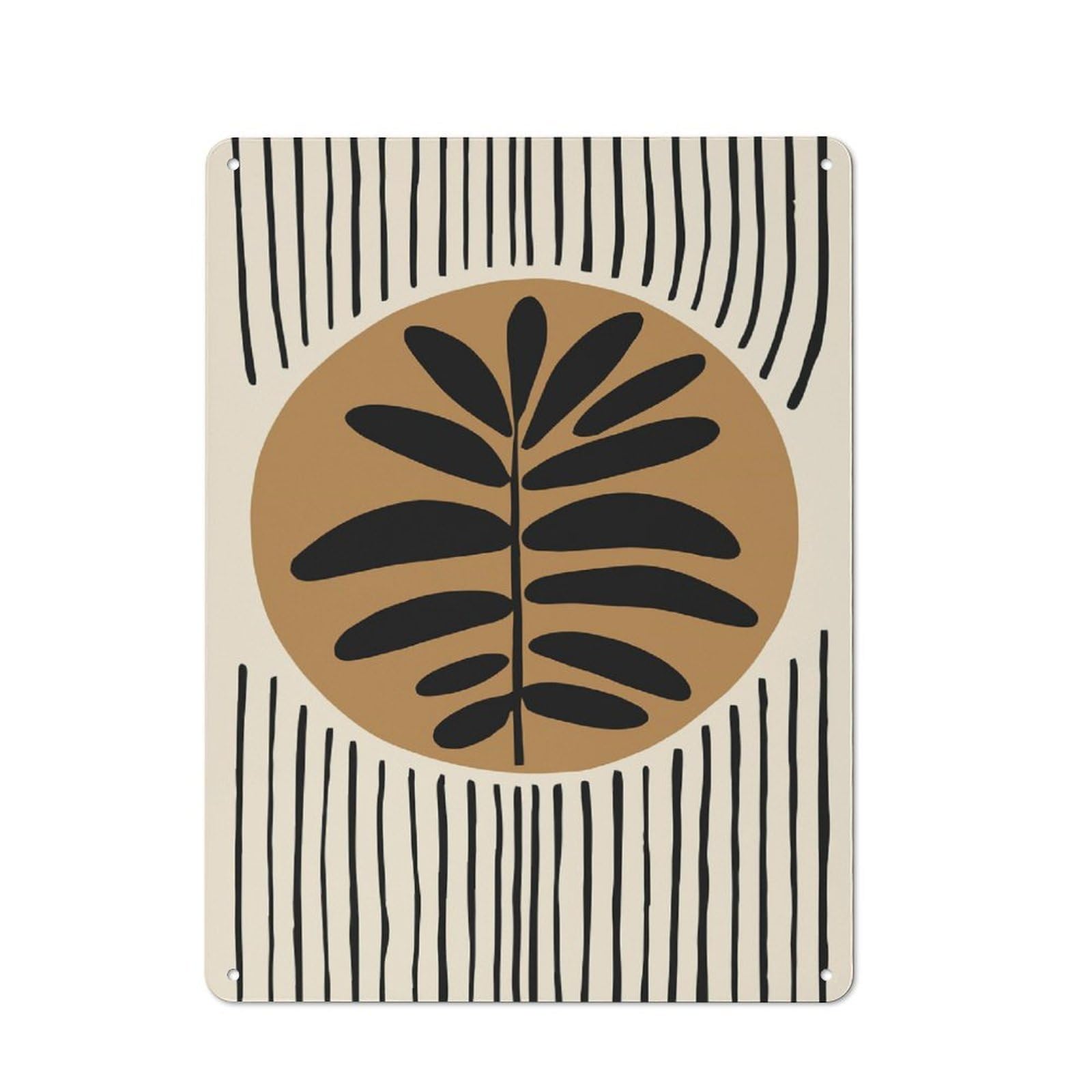 Abstract Plant Art Decorative Tin Sign 40x30cm, Distressed Look Vintage Wall Decor for Lounge, Study, Pub Or Wall Gallery