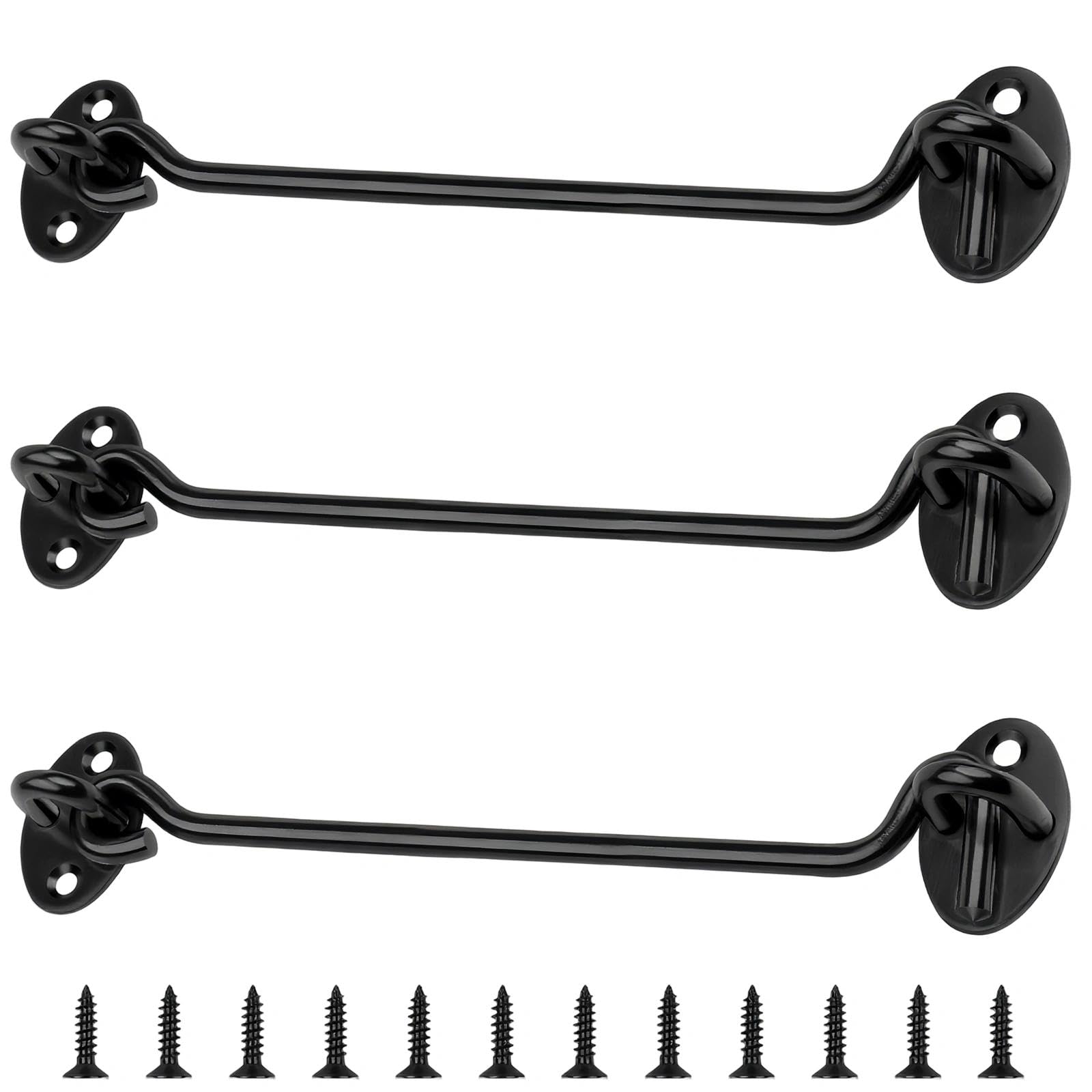AMONENZ Pack of 3 200 mm storm hooks, black storm hooks with eyelet