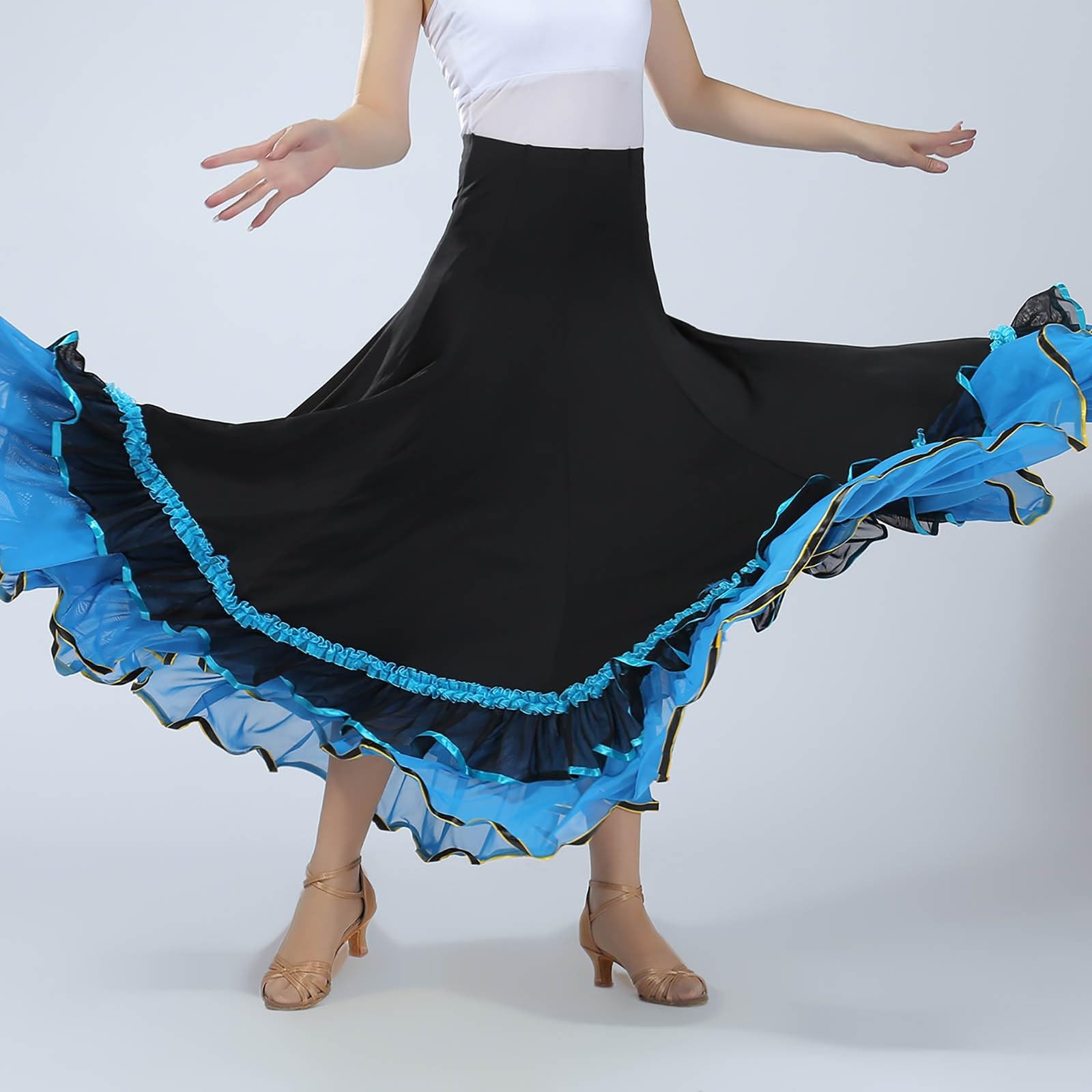 Falda Larga Mujer Verano, Faldas Mujer Verano Volantes, Baile Tradicional EspañOla con Capas Y Elegante DiseñO Fluido Actuaciones Faldas Skirt Falda Lunares Falda Vaquera Minifalda