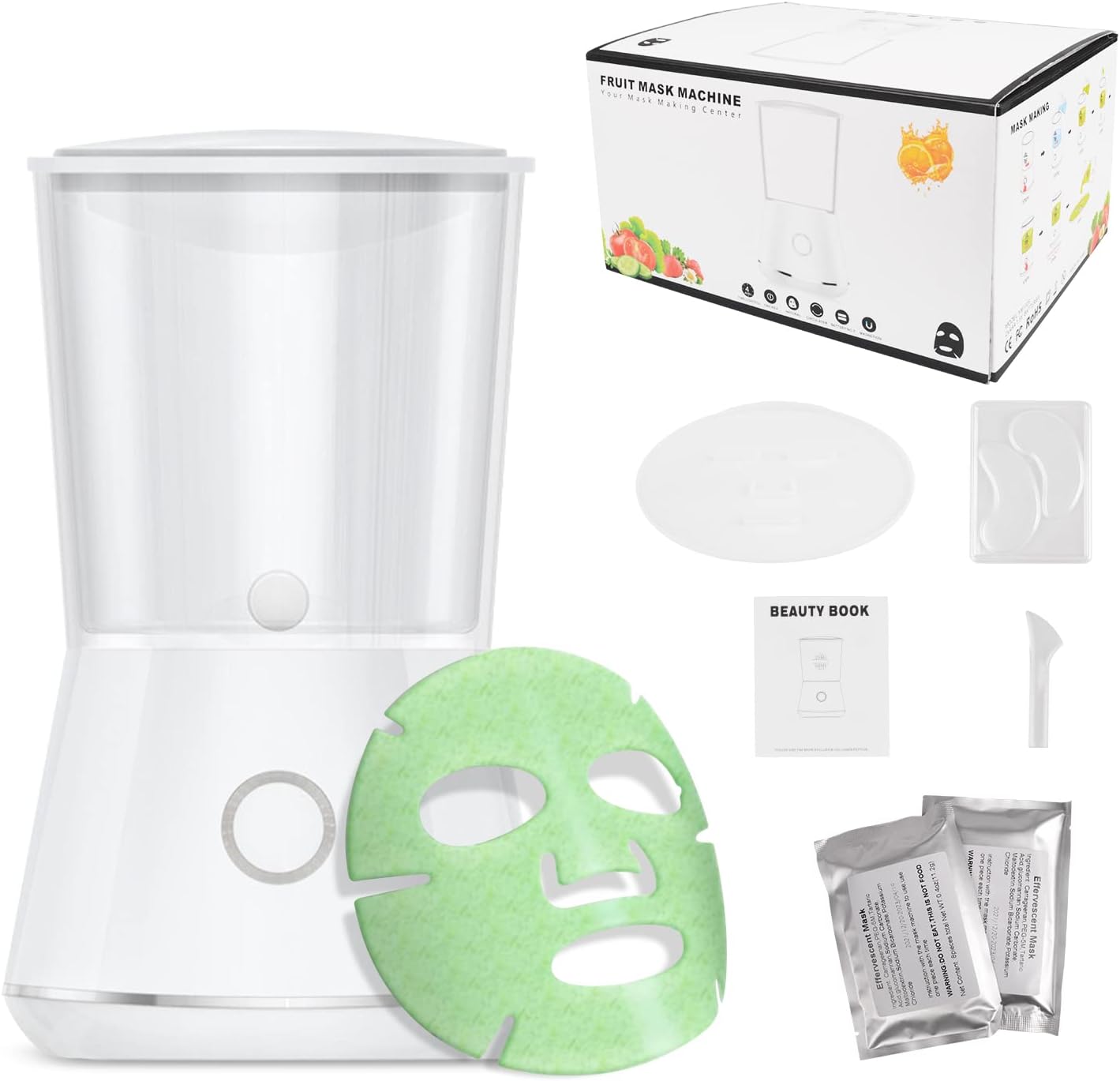 Gezichtsmasker Fabrikant met 32 ​​stuks Collages, DIY Natuurlijk Fruit Groente Masker, Automatische Gezichtsmasker Machine voor Oogborst Hand Neck Skin Care, Spa Facial Huid Care (Battery)