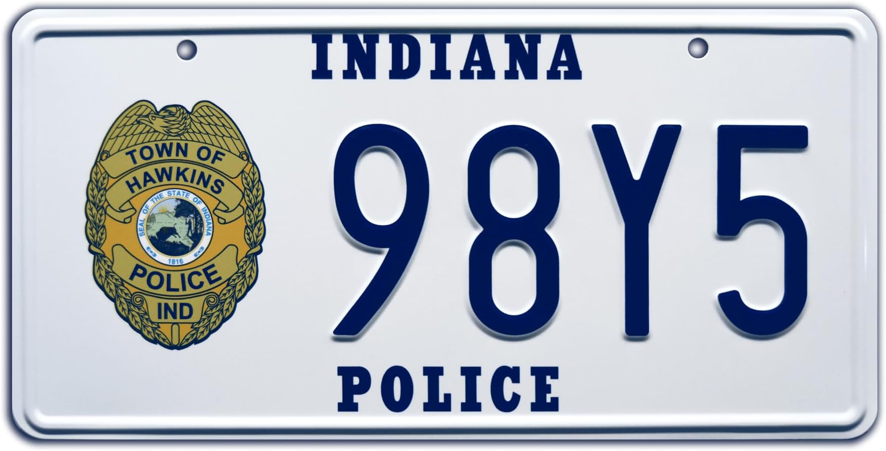 Celebrity Machines Hawkins Police Department | Hopper’s Blazer | Metal Stamped License Plate