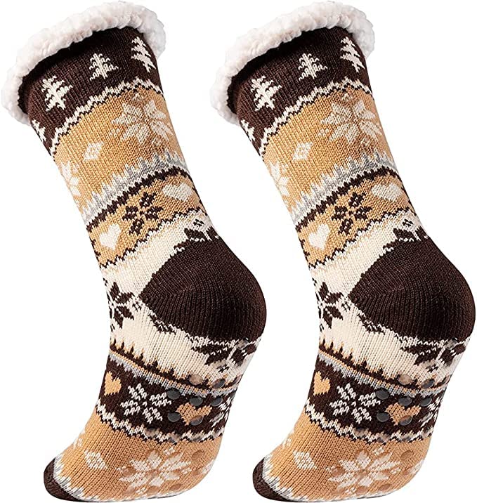 Buy V BIRDS Women Men Sherpa Lining Fuzzy Slipper Socks, Winter Crochet