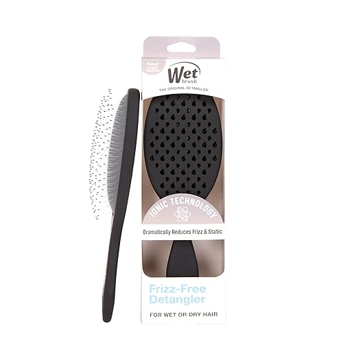 Wet Brush Cepillo desenredante sin encrespamiento con tecnología iónica, negro, proporciona control de encrespamiento, reduce la estática y suaviza