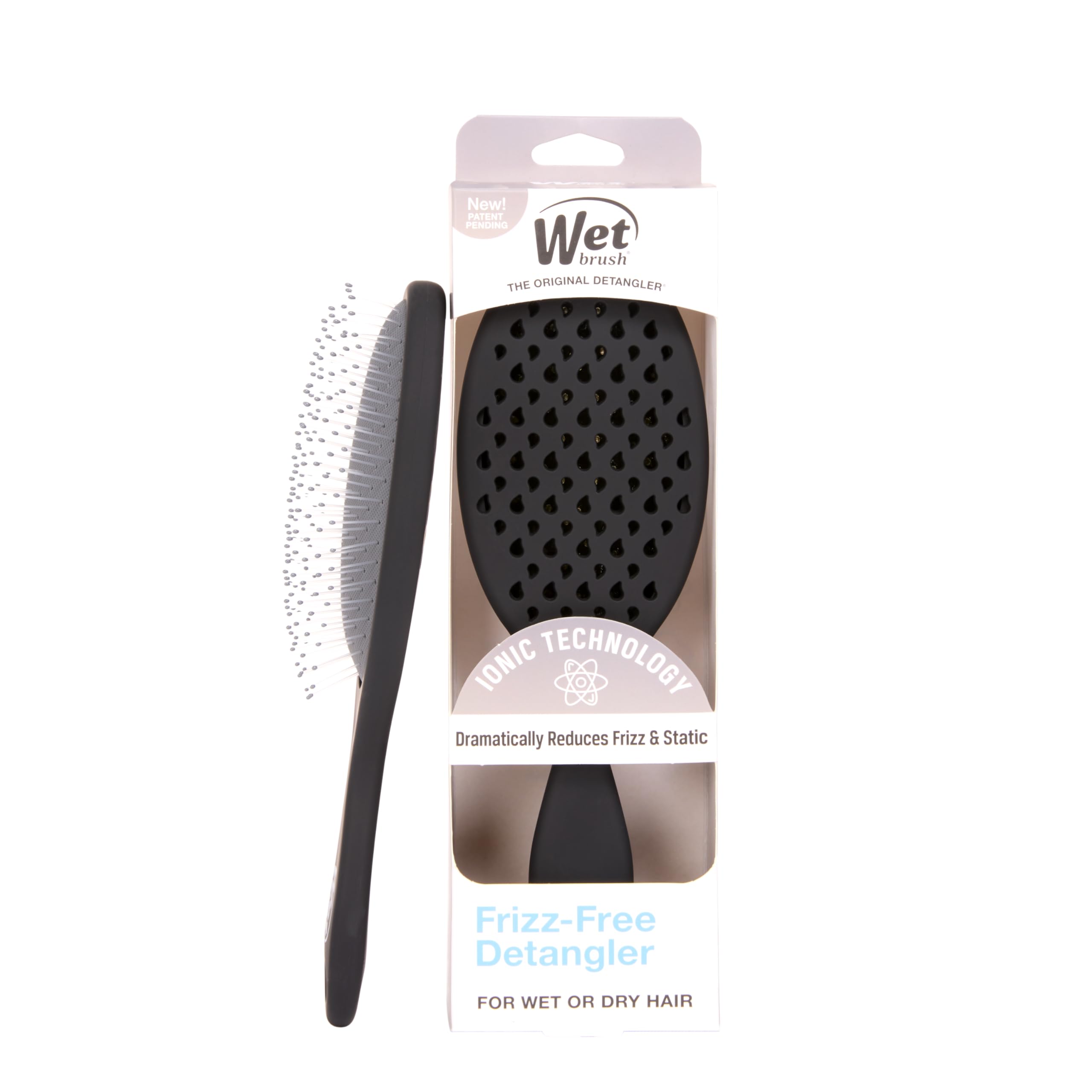 Wet Brush Frizz-Free Detangler Brush with Ionic Technology, Black, Provides Frizz Control, Reduces Static, and Smooths All Hair Types, Best for Dry