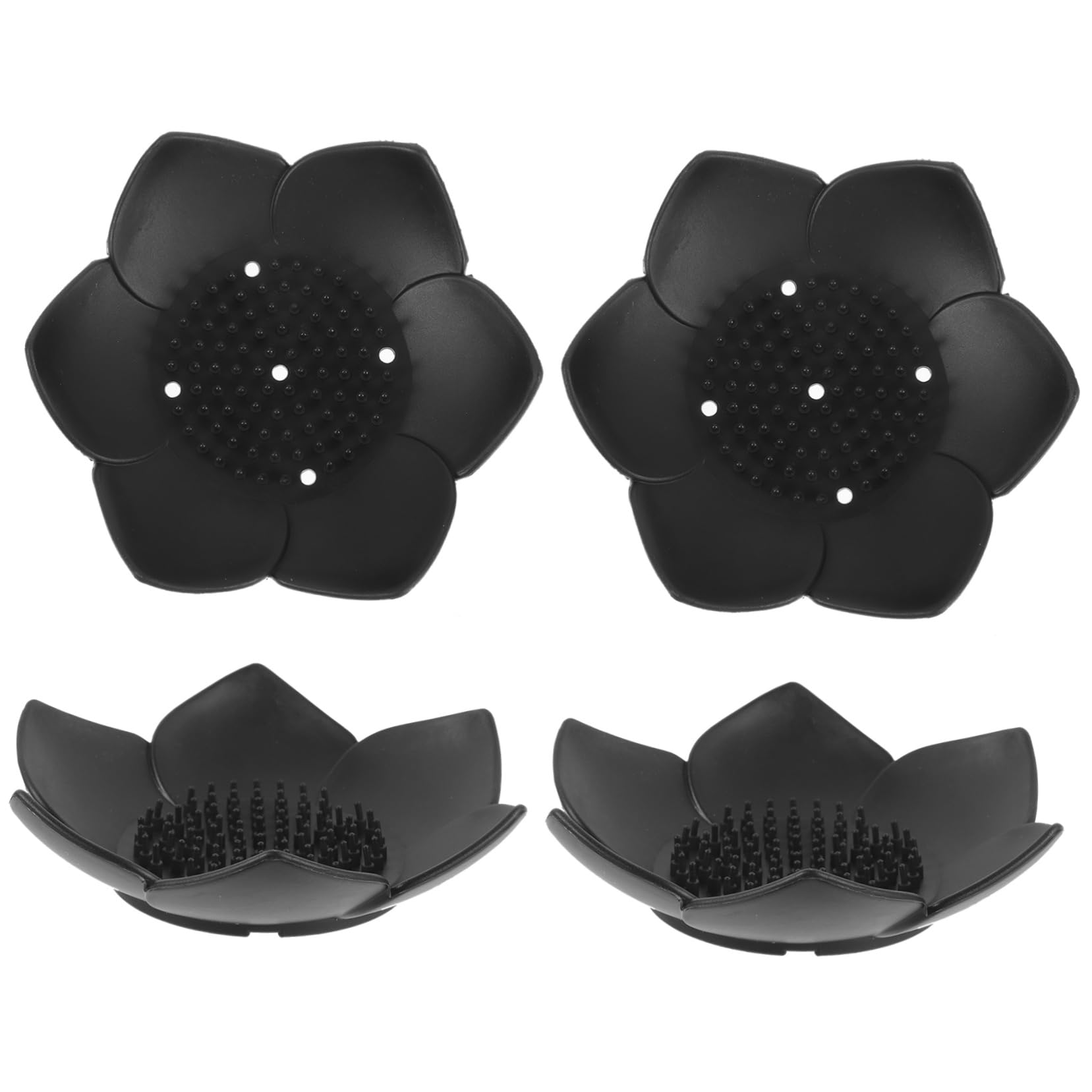 Cabilock Jabonera De Silicona con Drenaje Soporte De Jabón Portátil para Baño Encimera Y Viaje Diseño Antideslizante Y De Limpiar Color Negro 4 Piezas X 5