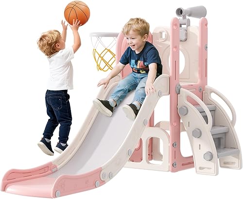 Miniatura 8 de Babytronic Tobogán para niños pequeños 6 en 1, tobogán de interior para niños pequeños de 1 a 3 años, juego de escalador para bebés en interiores y