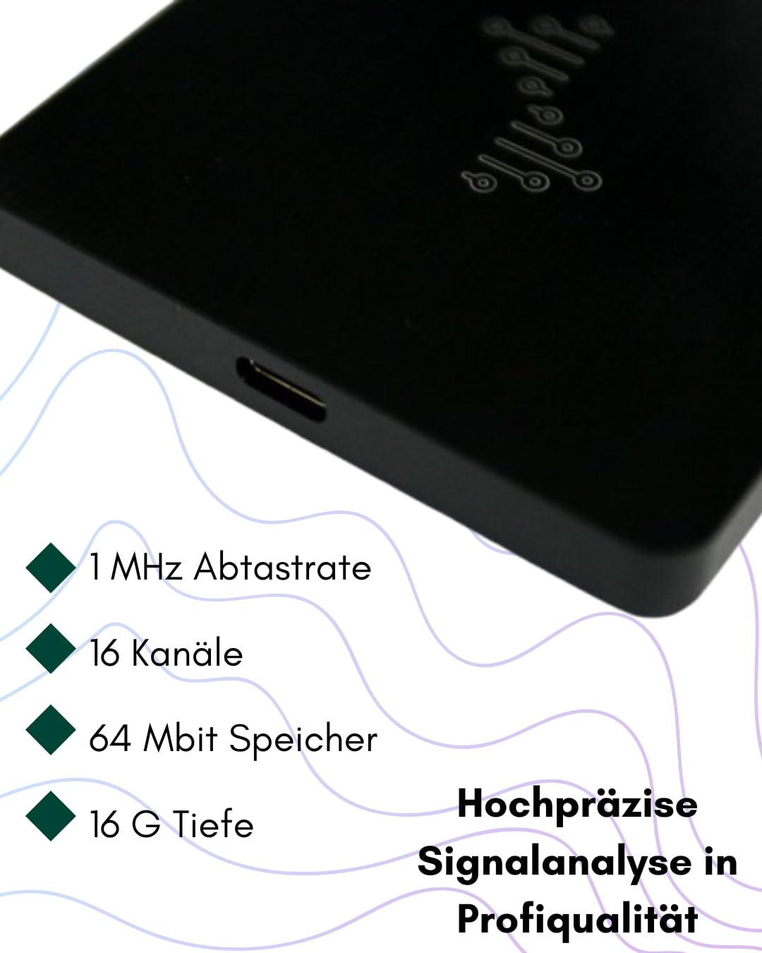 DreamSourceLab DSLogic U2Basic – 16-Kanal USB 2.0 Logikanalysator, bis zu 1 MHz Abtastrate, 64 Mbit Speicher, 16 G Stream-Tiefe, einstellbarer Schwellenwert, Aluminiumgehäuse, DSView-kompatibel