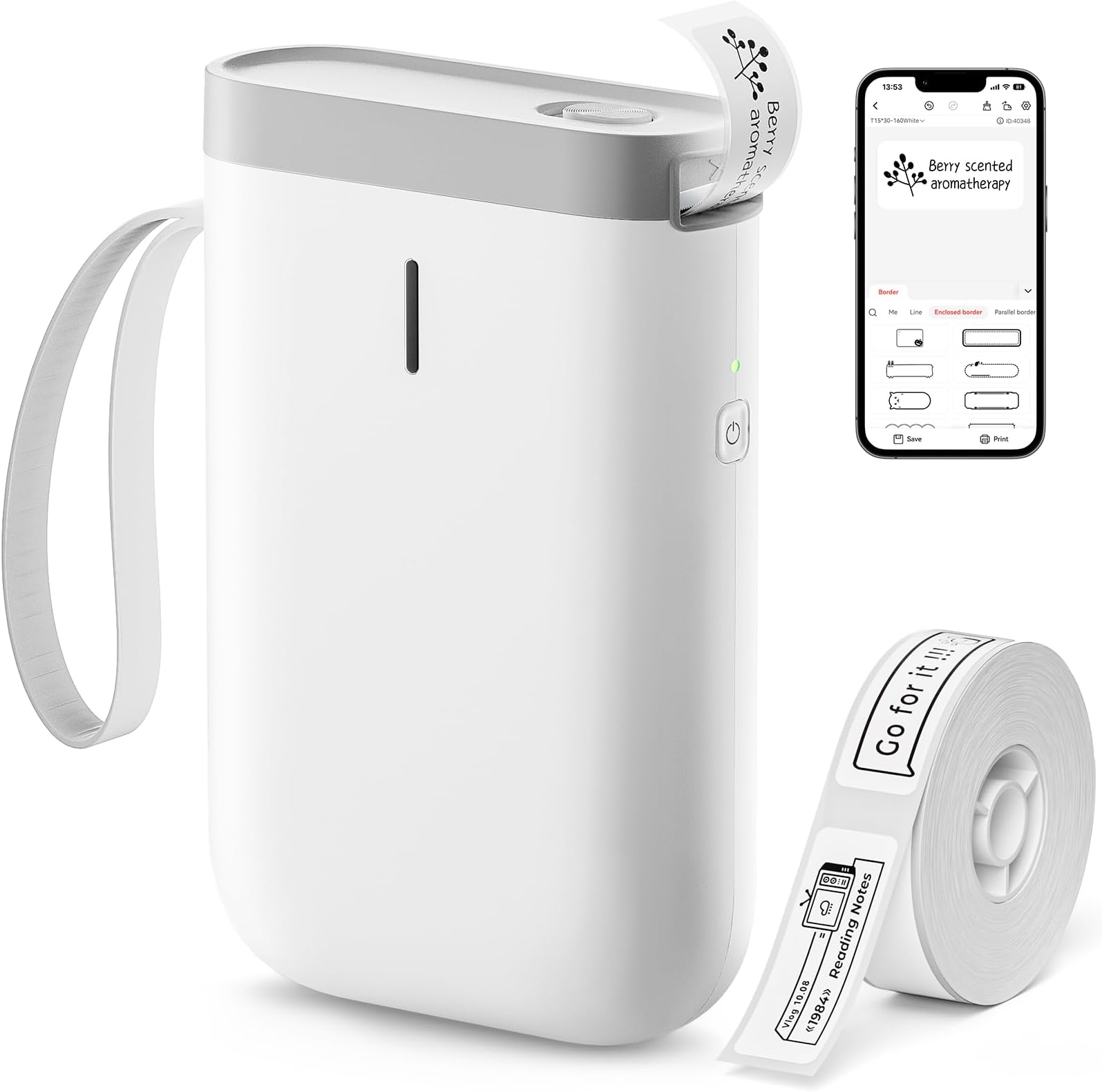 NIIMBOT Handheld label Maker Machine,Bluetooth Sticker Maker D11 Wireless Thermal Label Printer with 1 Roll Label Paper, Compatible with IOS Android for Home,Office (White)