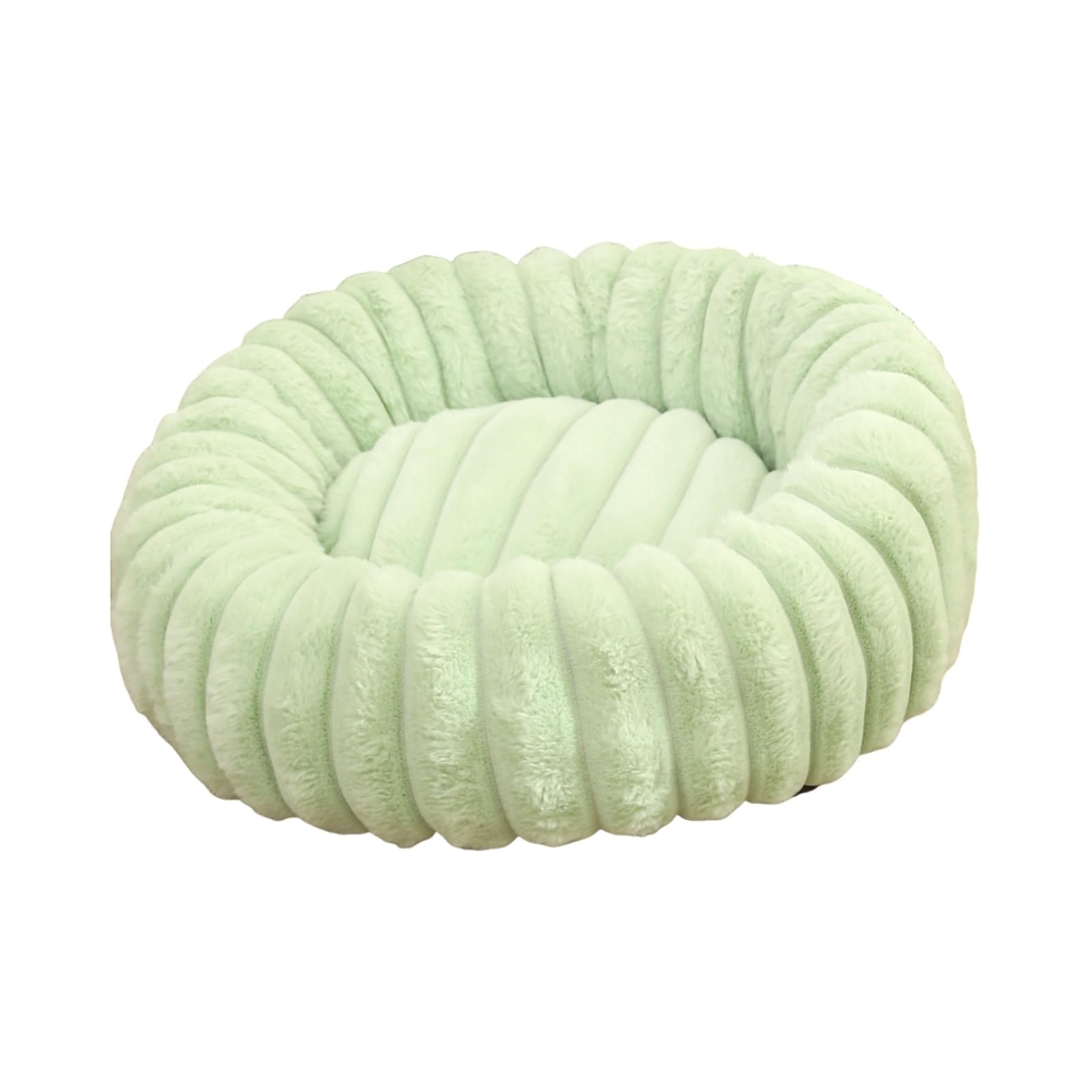 Mateju Plush Donut Pet Bed, Fluffy Pet Cushion Warm Soft Plush Donut Dog Cat Bed for Calming Puppy Kitten Petbed with Non Slip Bottom, Machine Washable (Fruit Green,Diameter 50cm)