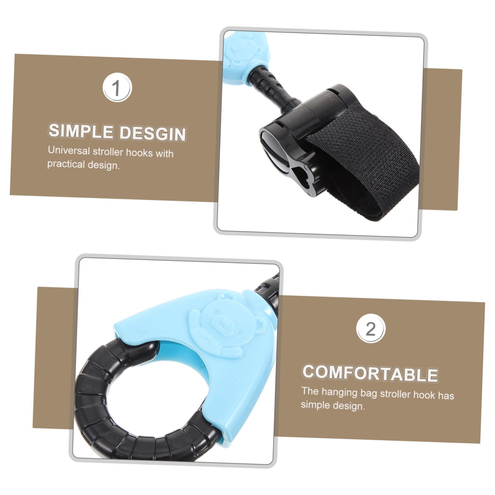 COOLHIYA 2 Pack Stroller Hooks Heavy Duty Stroller Bag Hooks for Hanging Car Bike Bicycle