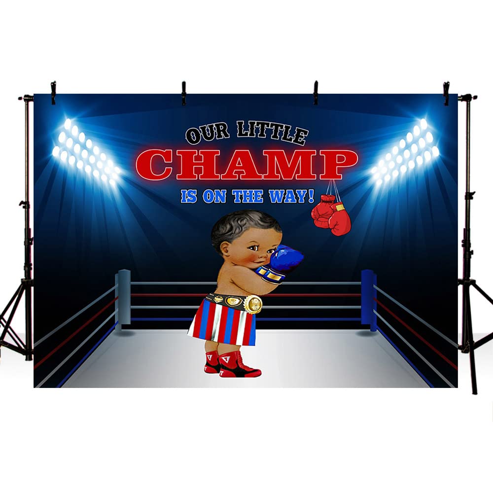 Babyparty Hintergrund 'Unser Kleiner Champ' – 2,1 X 1,5 M Vinyl – Für Jungen-Babyparty, Fotohintergrund, Deko