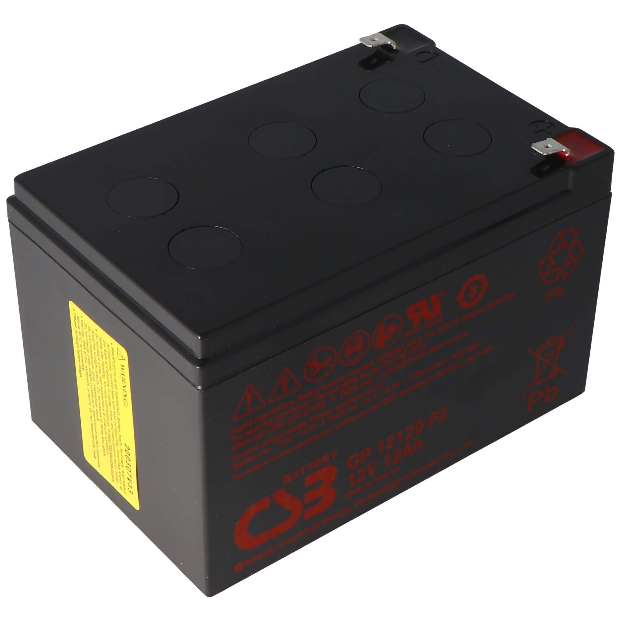 CSB -GP12120F2 - Batteria al piombo AGM 12 Volt, 12 Ah, 151 x 98 x 100 mm, Faston 6,3 mm, 5 anni di standby