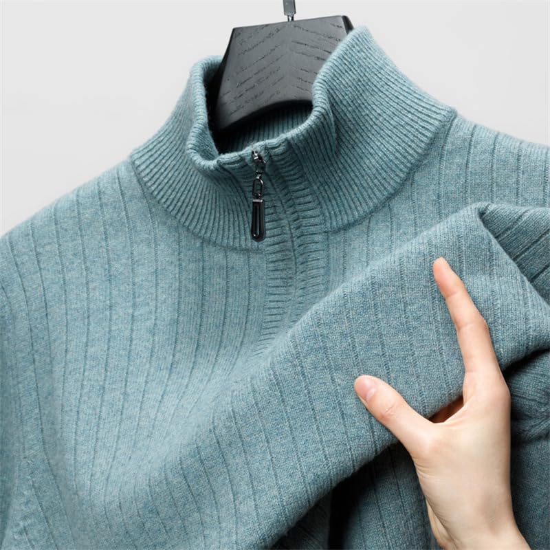 Men's Quarter Zip Sweaters Slim Fit Lightweight Knitted Mock Neck Pullover Casual Polo Sweaters4