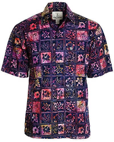 Artisan Outfitters Mens Catalina Island Batik Cotton Shirt (XL, Sunset Hibiscus) A0214-33-XL