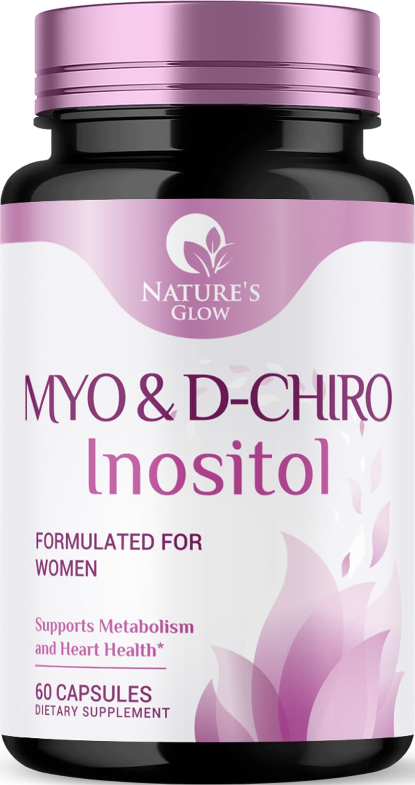 Nature's Glow Suplemento de vitamina B8 com mio-inositol e D-quiro-inositol 1025 mg, 60 cápsulas