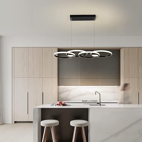 Miniatura 6 de Jaycomey Lámpara colgante moderna dorada, lámpara LED regulable de 47 pulgadas con 6 bombillas y 2 focos, lámpara colgante de globo de 46 W, lámpara