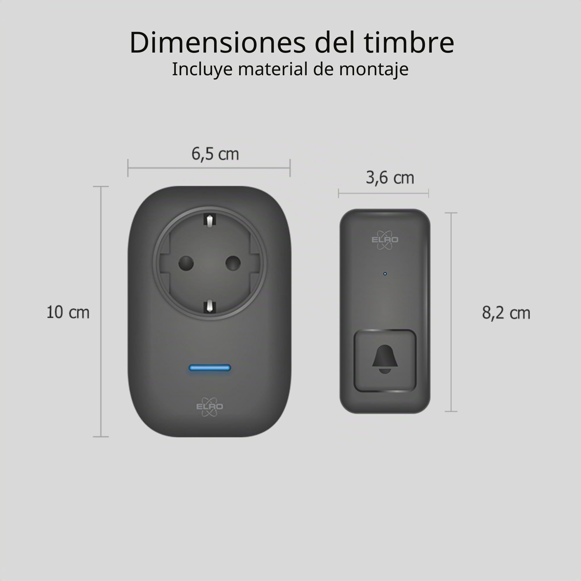 ELRO DB4000Juego de timbre cinético inalámbrico – Versión para los Países Bajos – con 2 receptores enchufables con toma de corriente – No necesita pilas