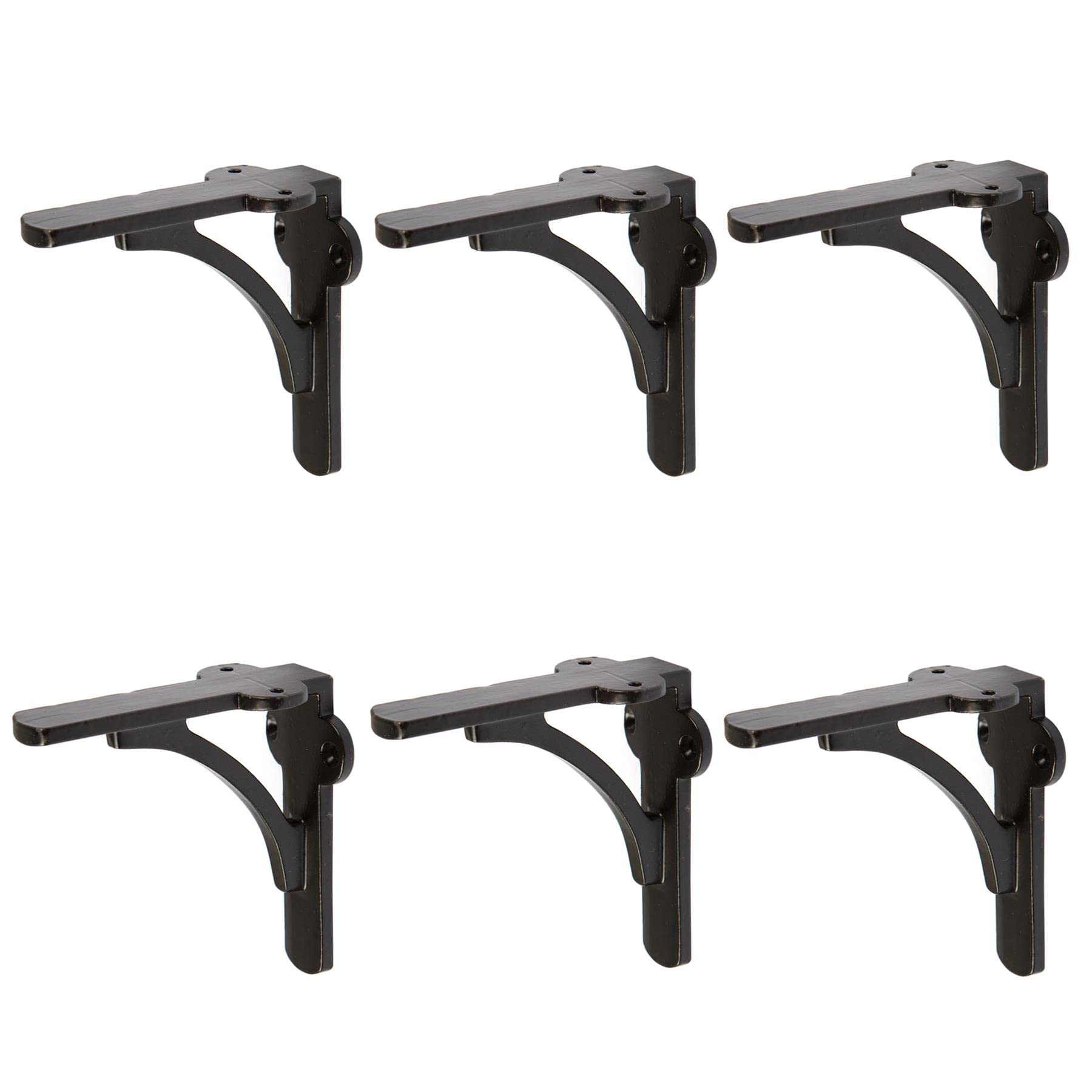 Hammer And Tongs Curved Iron Shelf Bracket - D100mm - Black - Pack Of 6 - Black