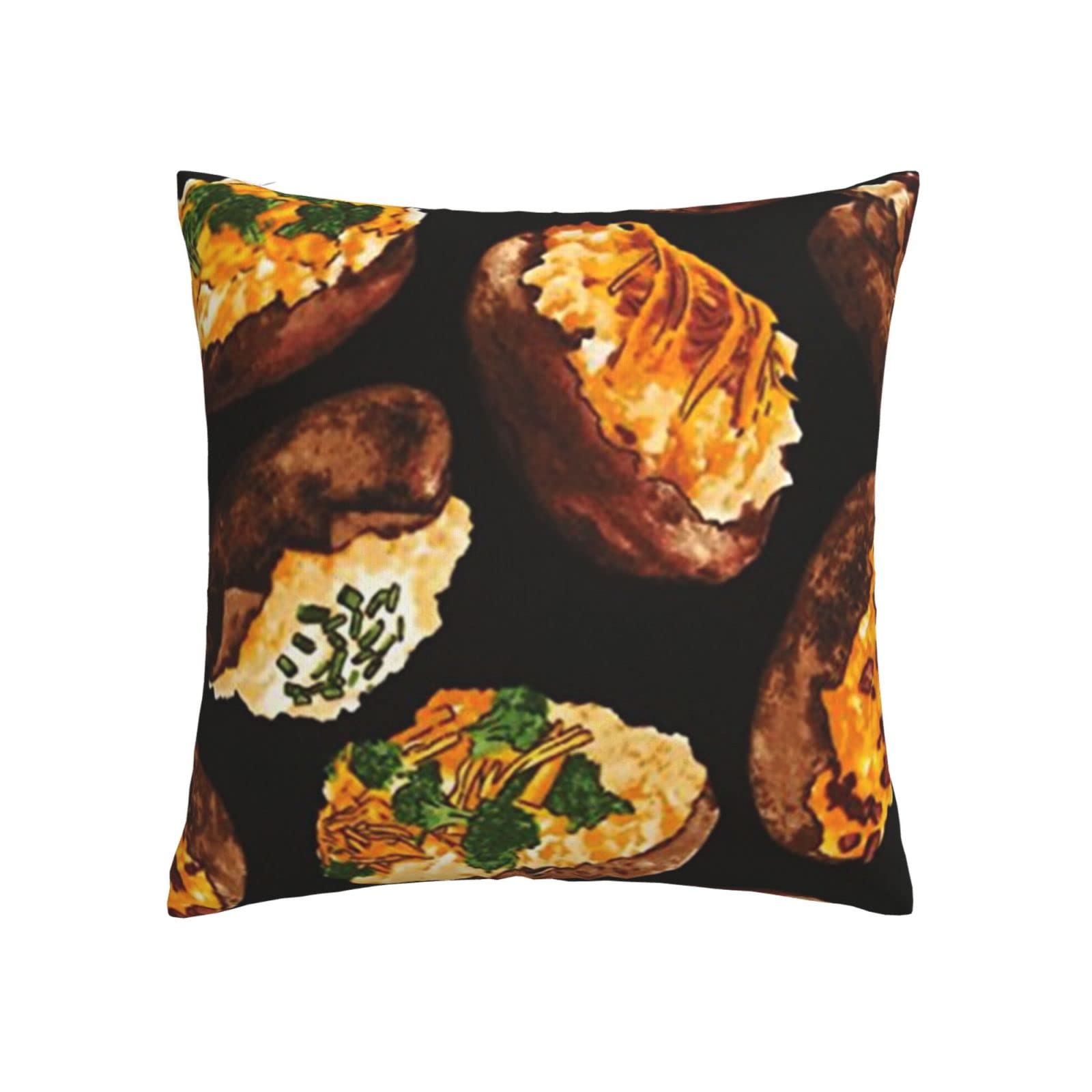 Yingd Got The Munchies Loaded Potatoes Soft Linen Cushion Cover Pilowcase Invisible Zipper Sofa Bedroom Square Pillow Cover 45X45cm