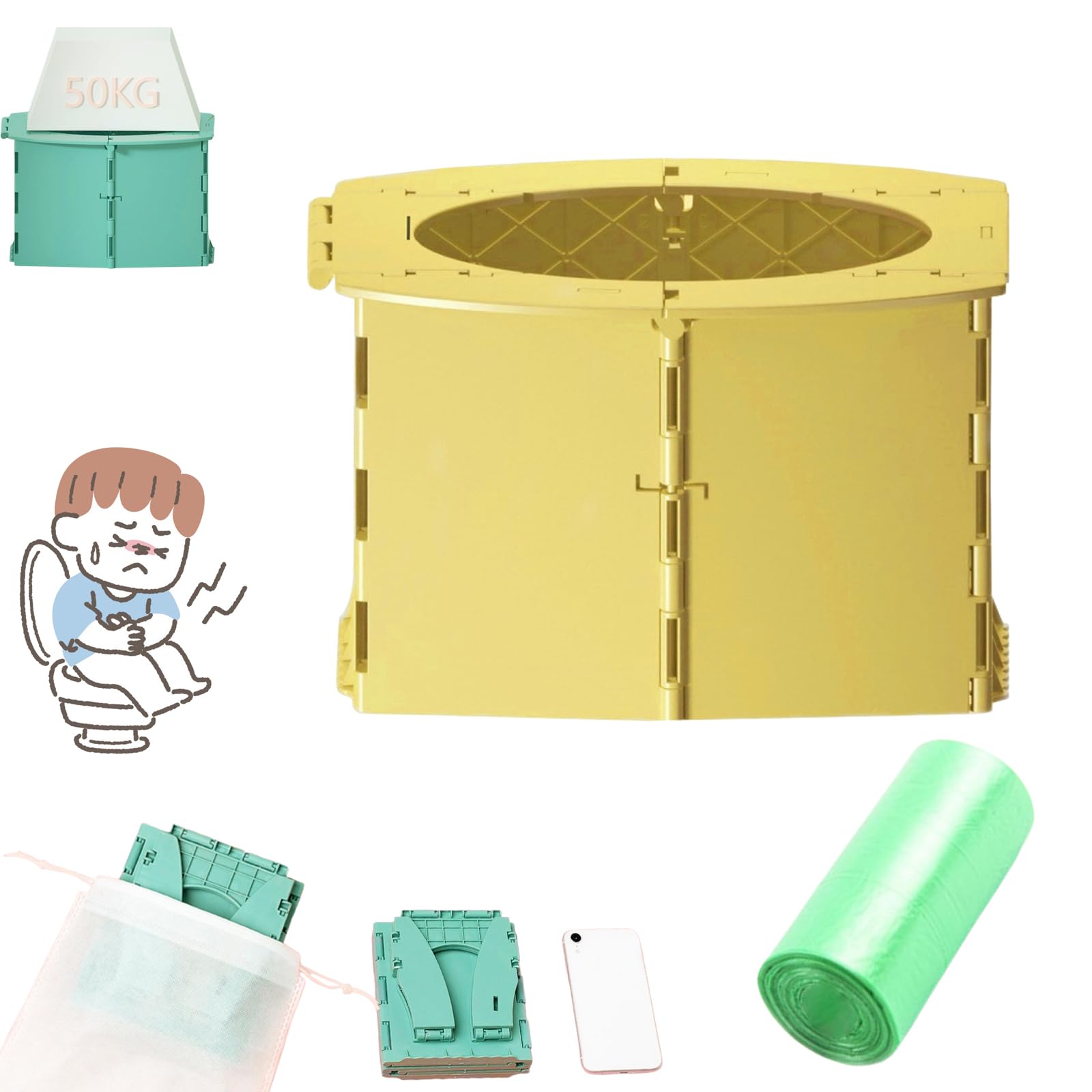 Baby Whisper Co Travel Potty, Foldable Potty Seat for Toddler Travel, Reusable Portable Potty Training Toilet Seat with Cleaning Bags, Collapsible